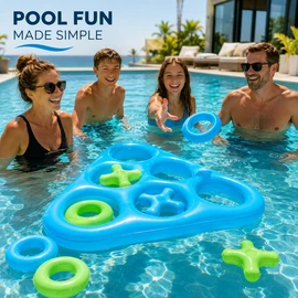 Inflatable Pool Toss Game Set for Family Fun – Floating Triangle Tic Tac Toe Water Toy for Pool & Beach