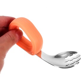 FRCOLOR 1 Set Elderly Spoon Fork kit Short Handle Fork Suite Products LED Training Spoon Utensils Child Spoons and Forks aldult Stainless Steel