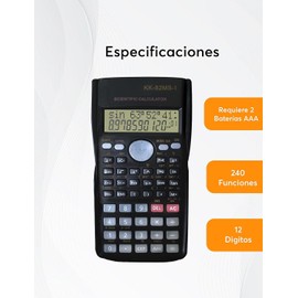 BIINSE Calculadora Cientifica 240 Funciones 10 +2 Digitos 2 Lineas en Pantalla LCD 82MS con Cubierta Protectora para Estudiantes Oficina Matemática Alumno Profesor (KK82MSD)