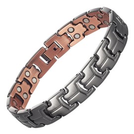 YINOX Super Strong Magnetic Copper Bracelet for Men, Classic Double Row Magnetic Copper Bracelet, Contains 32 NdFeB Magnets and High Quality Gift Box (19cm), Copper