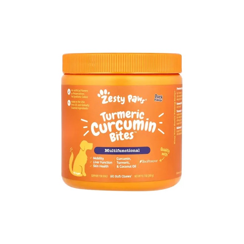Zesty Paws Curcumina Cúrcuma Gomitas Salud Articular Perros 90 Unidades