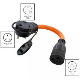 AC WORKS® 30A Piggy-Back TT-30 Plug to NEMA 5-20 Household Connector Adapter  by AC WORKS®