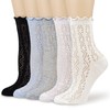 ZANZER (5 Pairs) Ruffle Mesh Crew Socks - Breathable Thin