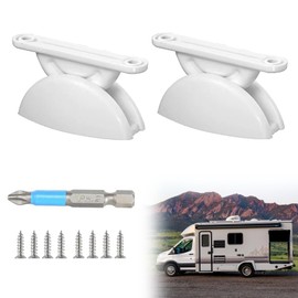 YIZWINS Pack of 2 Door Stops Caravan Door Holder Door Stop Motorhome with 8 Stainless Steel Screws White Door Lock Caravan Door Holder Door Stopper for Caravan, Boat, Camping Accessories