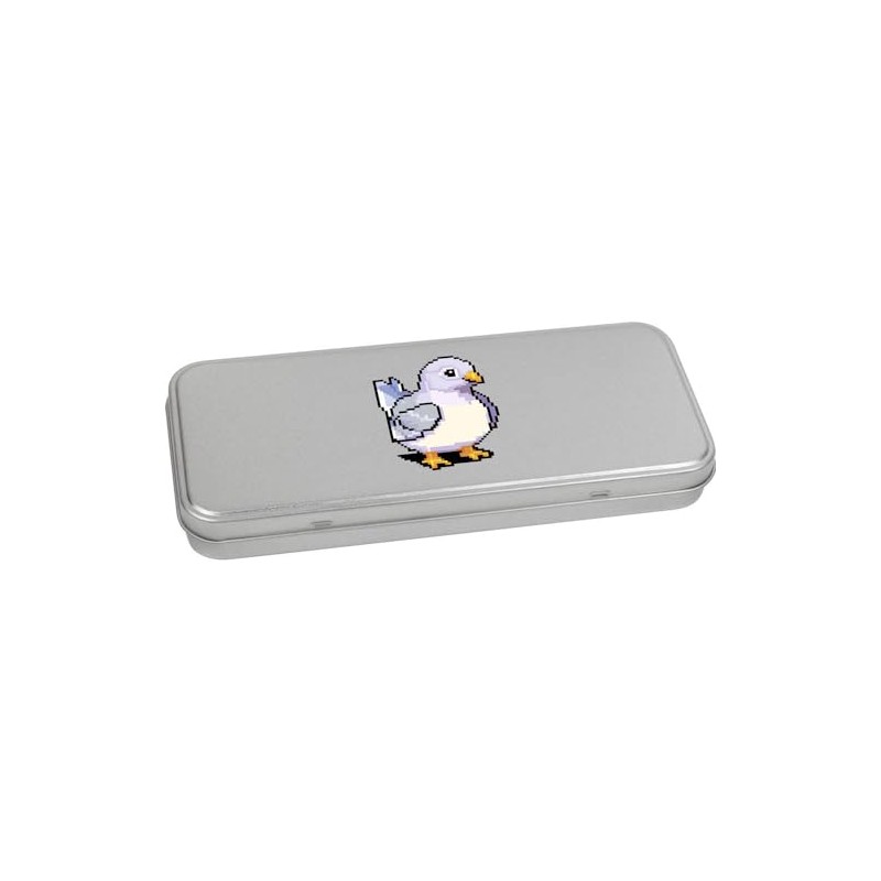 'Pigeon Pixel Art' Metal Hinged Stationery Tin/Storage Box (TT00226144)