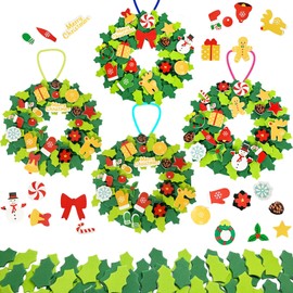 YIAJIA 4 Sets Christmas Crafts for Kids Christmas Wreath Making kit DIY Make Your Own Christmas Craft Projects Christmas Holiday Decorations Party Supplies