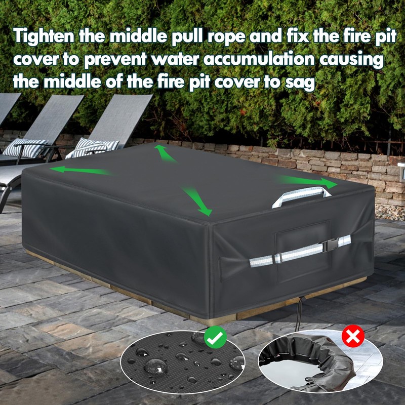 Rectangular Built In Stone Fire Pit Cover For In Ground