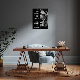 NymphFable Motivational Lion Wall Decor Poster Black and White Inspirational Wall Poster for Office Gym Living Room Decor 12x16 in Unframed