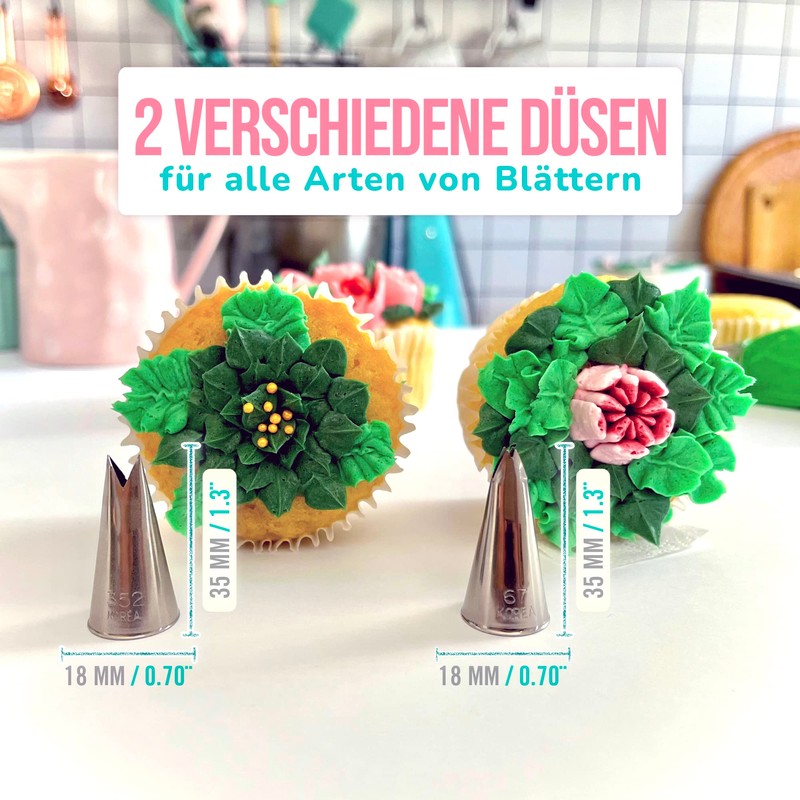 CukkiCakes Set of 2 Professional Icing Nozzles Leaves (352 and
