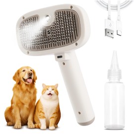 BKUSX Cat Steam Brush for Indoor Cats, Dog Brush for Shedding, Spritz Defur Comb for Short & Long Hair, Pet Spray Hair Removal Comb, USB Rechargeable Grooming Supplies Steam Brush for All Pets (White)