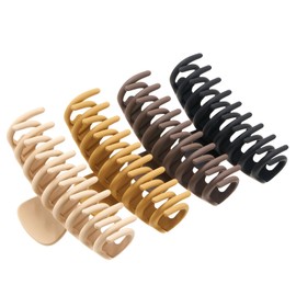 ZOUIQSS Large Hair Claw Clips for Women,Non Slip Jaw Clips Strong Hold Claw Grips Hair Styling Thin Thick for Curly 4 Pieces(Style1)