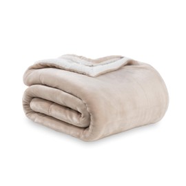 Berkshire Blanket-Sherpa Fleece Blanket, Warm and Soft Loftmink Reversible Blanket for Bed, Sofa and Travel, Grain, 90 in x 90 in