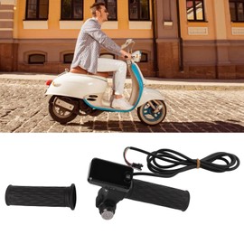 1 Pair Electric Bike Throttle Grip Twist Throttle Grips LCD Display Throttle Accelerator Handle Grips with Cable Key Knock for Electric Bike Scooter