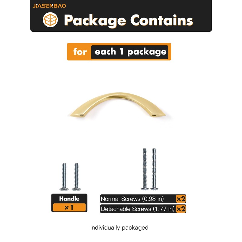 JIASENBAO Brushed Gold Cabinet Pulls 3 Inch Arch Twisted Brass