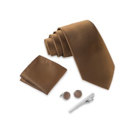 Massi Morino Men's Tie with Pocket Square Set, Including Cufflinks, Tie Clip and Gift Box, Men's Wedding Tie Set, lightblue