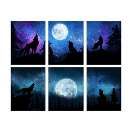 SUPERDANT Wolf Canvas Wall Art Unframed Prints Art 6 Styles Landscape Themed Decorative Painting Pictures for Bedroom Kitchen Artwork Room Living Room Home Decorations
