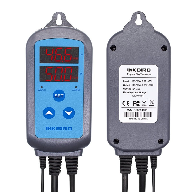 Inkbird 10A Digital Humidity Controller IHC200 Wired Outlet Dural Stage