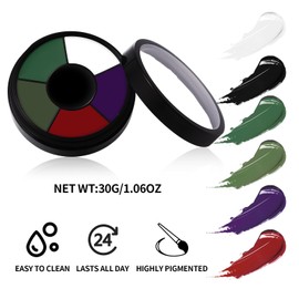 BOBISUKA Face & Body Paint – 6 Colors Cream Washable Face Paint for Beetle-Juice Frankenstein Monster Joker Shrek Costume & Theme – Easy to Blend, High Pigment & Long Lasting