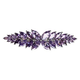 Faship Gorgeous Purple CZ Crystal floral Hair Barrette