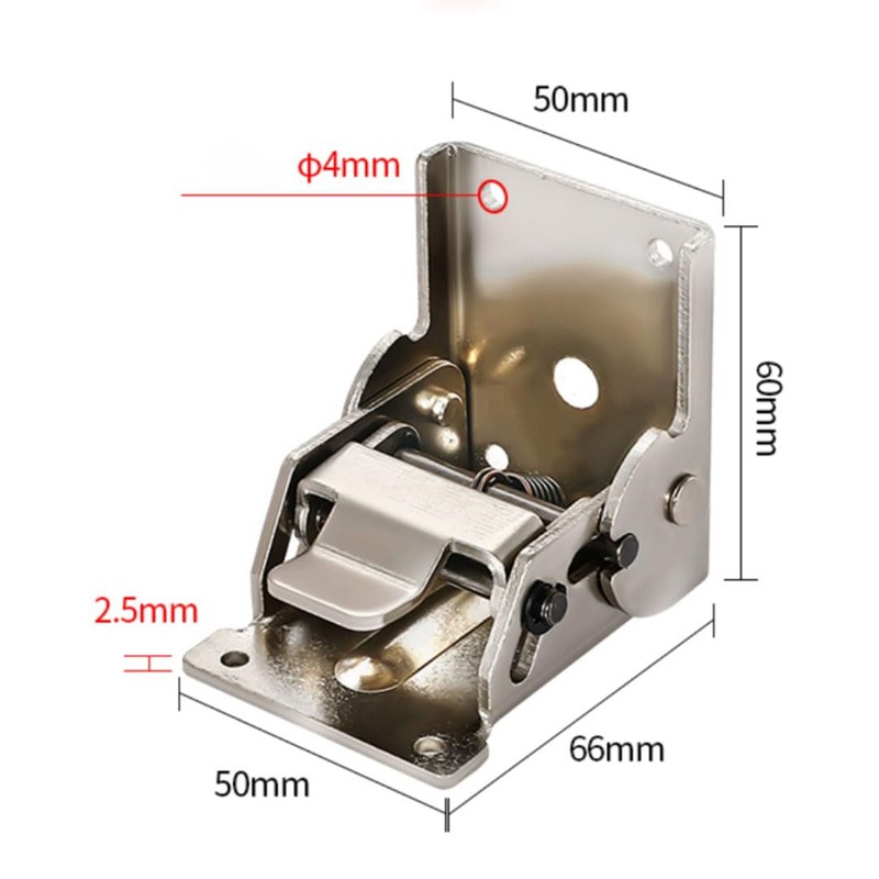 2 Pack 90 Degree self-Locking Folding Hinge Lock Steel Foldable
