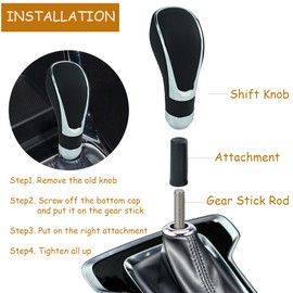 Temzzer R-Type Car Shifter knob PU Leather Gear Lever Head Heavy Transmission Shifter Handle for Most Manual Automotive Vehicles (Black 2)