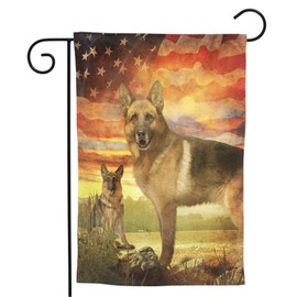 German Shepherd Dog Garden Flag - American Flag Home Decorative Us Pet House Yard Flags Double Sides Seasonal Decor