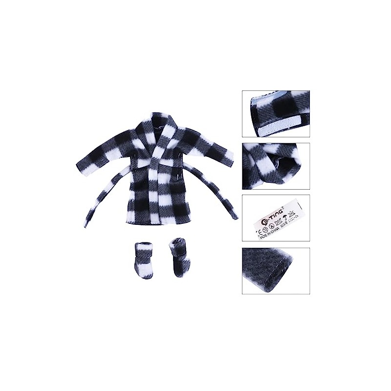 E-TING Santa Clothing Bathrobe Christmas Accessories for elf Doll (Black