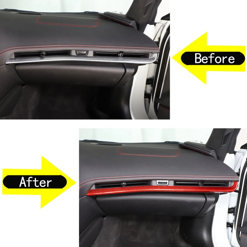carmotion88 Red Dry Carbon Dashboard Trim Strip Accessories Cover For