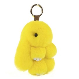 Soft Fluffy Rabbit Keychain Cute Plush Bunny Key Rings Plush Bunny Key Rings Faux Fur Keyring Pompom Keychain Decoration (yellow(18cm))