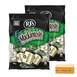 RJ's Mackintosh's Licorice Toffee, Palm Oil Free, Deliciously Creamy Mackintosh Licorice Toffee, 170g, 2 Pack, In Premier Life Store Box