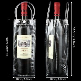 JMIATRY - Paquete de 20 bolsas de vino de hielo portátil de plástico para enfriar vino, bolsas de vino transparentes plegables de PVC, fundas enfriadoras de vino para champaña, cerveza, vino blanco