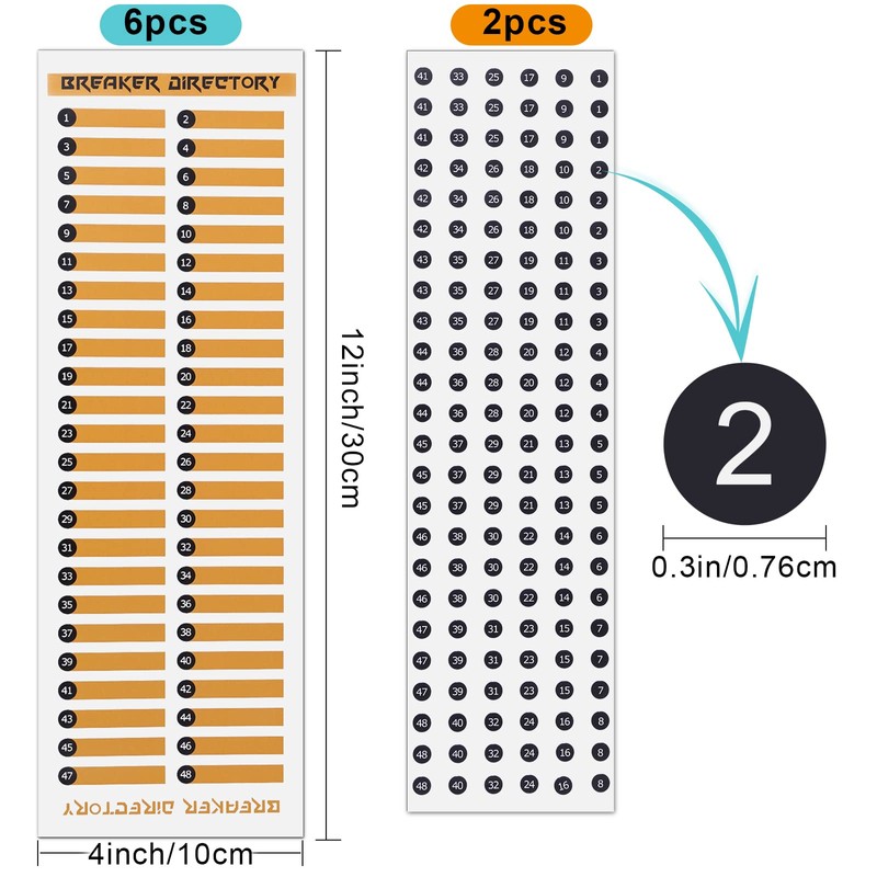 AIEX 6 x Electric Panel Labels + 2 x Round