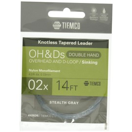 TIEMCO 175002414020 Leader Overhead & Dee Sinking Double Nylon 14FT 2X Stealth Gray