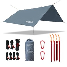 NatEtoile Waterproof Camping Tarp - PU5000mm Coating Rain Fly for Hammock Cover, Tarp Tent, Versatile with 19 tie-Outs - Portable, Essential for Backpacking and Camping Gear - 10x10ft