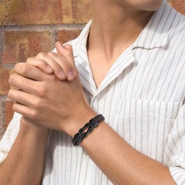 JoycuFF Brother Gifts from Sister Love You Forever Braided Leather Bracelets Birthday Christmas Gifts for Brother Infinity Knot Bracelet for Men Graduation Thanksgiving Day to My Brother Bracelet