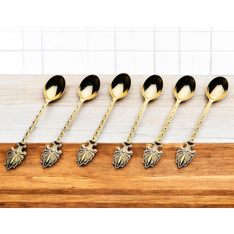 Alisveristime Decorative Zamac Tea Spoons Set, 6-Piece, 4.3 in (Gold)