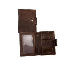 ABELE Genuine Full Grain Leather Passport Holder, 1 ID Window, RFID Travel Wallet with Snap Closure, Bifold Passport Cover, Credit Card Pen Pocket, SIM Card Holder, 14.5cm x 11cm, Tan, brown,