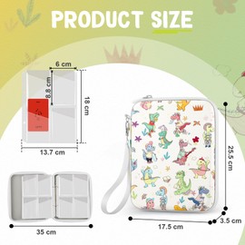 XINGFANGWF Card Case for Yoto Cards, Portable Yoto Card Holder with Zipper,80 Pockets Mini Audiobook Cards for Yoto Player, Card Organizer for Kids (White dinosaur)