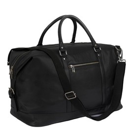 VINTAGE CRAFT SHOP Leather Duffel Bag For Men and Women | Travel Luggage 26 Inch Bag | Overnight Weekend Sports Gym CarryOn Duffel (Black)