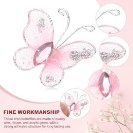PATIKIL 50 mariposas para manualidades, alambre de malla de 1 pulgada, mariposas de organza con purpurina para manualidades, decoración del hogar, rop