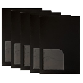Clear Holder with Pockets (Clear File) A4, Black, Matte (No Gloss, Completely Opaque), Main Body Thickness: 0.01 inch (0.3 mm) Thick, Transparent Pocket, For Submitting Documents to Customers, Secret