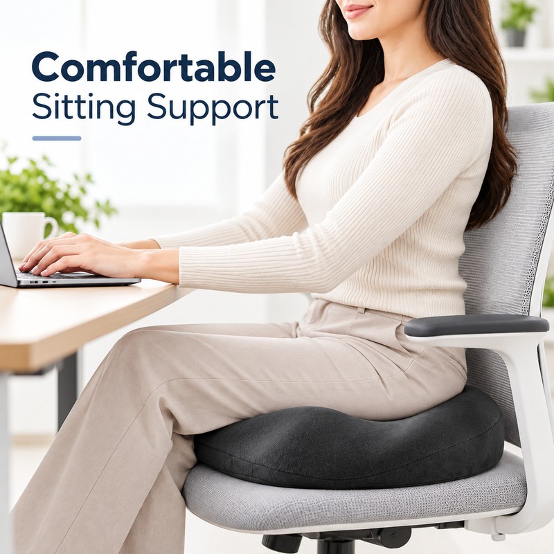 Memory Foam Seat Cushion for Office & Car – Ergonomic
