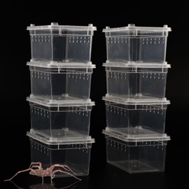 8Pcs Cricket Cage Jumping Spider Accessories Tarantula Enclosure Terrarium Habitat Reptile Scorpion Praying Mantis Centipede Lizard Gecko Breeding Box（Small Size） (4.33"x2.9"2.16")