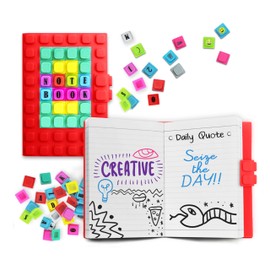 Diario rojo con bloqueo suave, cuaderno A6 con 70 cubos de decoración, cuaderno recargable, 190 páginas forradas, diario con cerradura