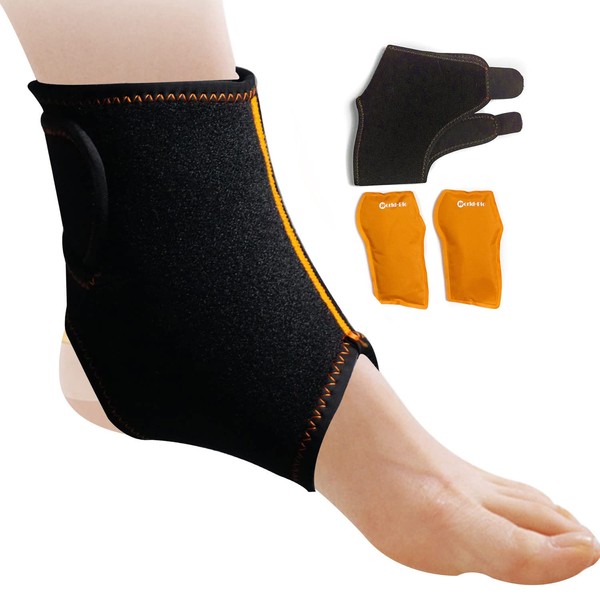 Ankle Foot Ice Pack Wrap for Injuries, 2 Reusable Hot Cold Ice Gel Packs with Adjustable Braces for Sprained Ankles, Achilles Tendonitis, Plantar Fasciitis, Instant Pain Relief for Bruises Swelling