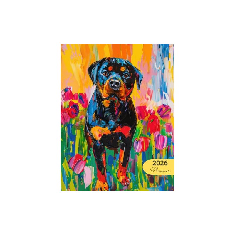 2026 Planner: Vibrant Dogs Rottweiler: Stylish Weekly and Monthly Organization