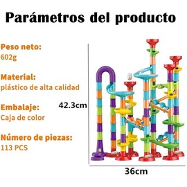 YUHOHO Juguete Canicas de 113 Piezas, Juego Laberinto de Pistas para Canicas de Carreras, Juguetes Educativos Ideal Regalo para de Navidad, Cumpleaños
