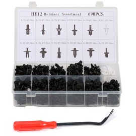 SELEAD 690 Pcs Car Retainer Expansion Screws Replacement Kit Bumper Push Rivet Clips, 1PC Fastener Remover
