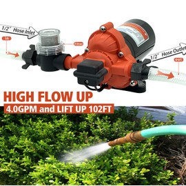 33-SERIES 115V Water Diaphragm Pump, Industrial Water Pressure Pump, 50 PSI On Demand Self Priming Pump with US Plug for Kitchen Bathroom RV Caravan Marine Yacht