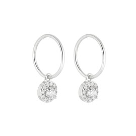 Serenity Sleepers 925 Solid Sterling Silver Sleeper Huggie Hoop Charm Earrings For Women | Round Micro Pave | Dainty Zirconia Earrings - Mini Round Pave Hoops